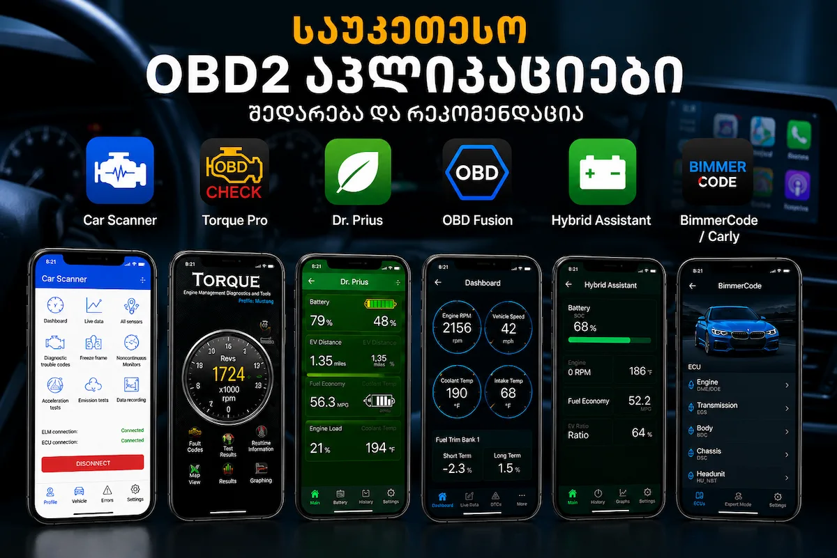 საუკეთესო OBD2 აპლიკაციები შედარება