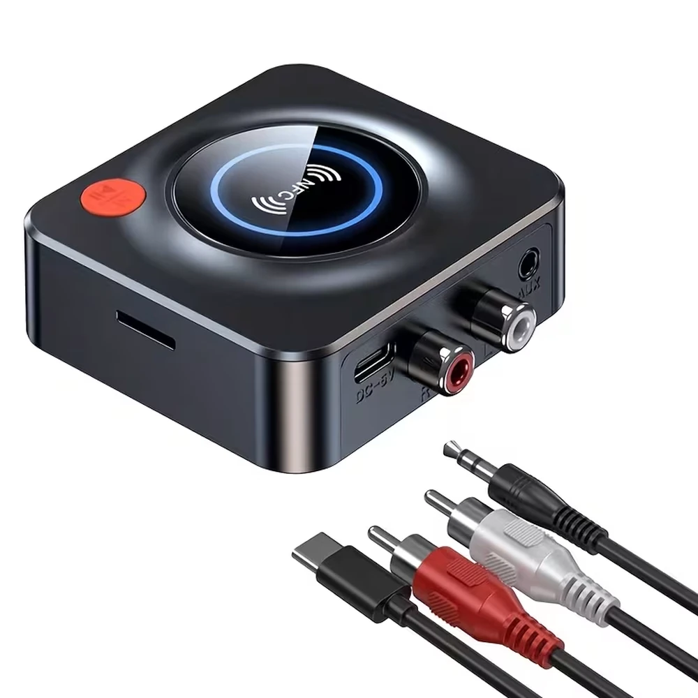 NFC Bluetooth 5.1 მიმღები და კომპლექტის კაბელები — AUX, 3.5 მმ → 2RCA, Type-C