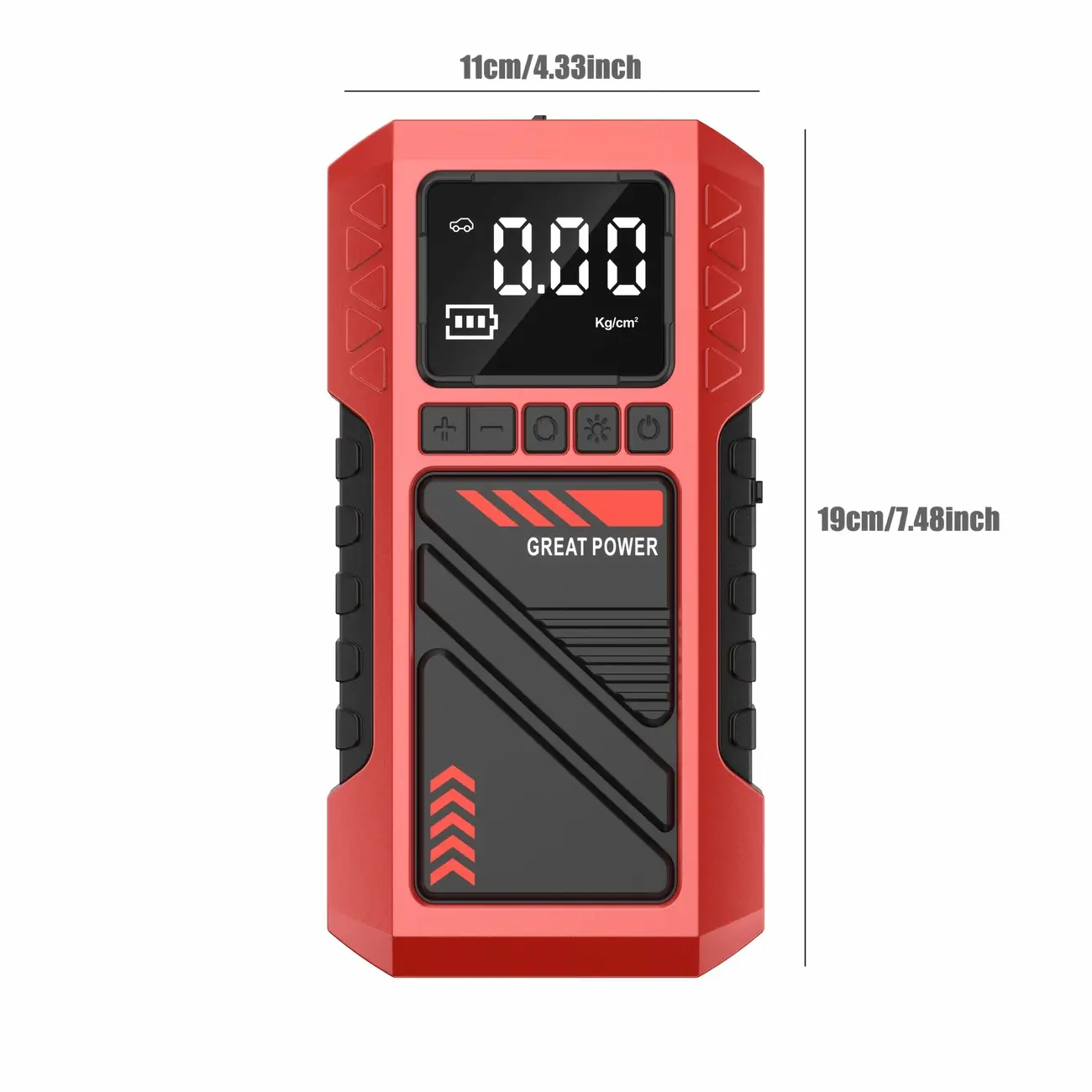Jump Starter 8000A — LCD ეკრანი და მართვის ღილაკები