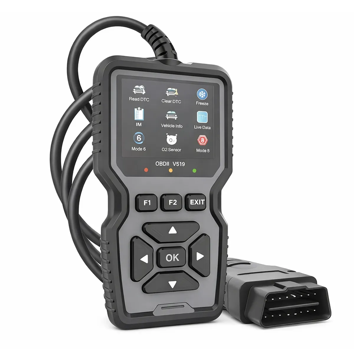 V519 OBD2 სკანერი ეკრანით — Plug & Play