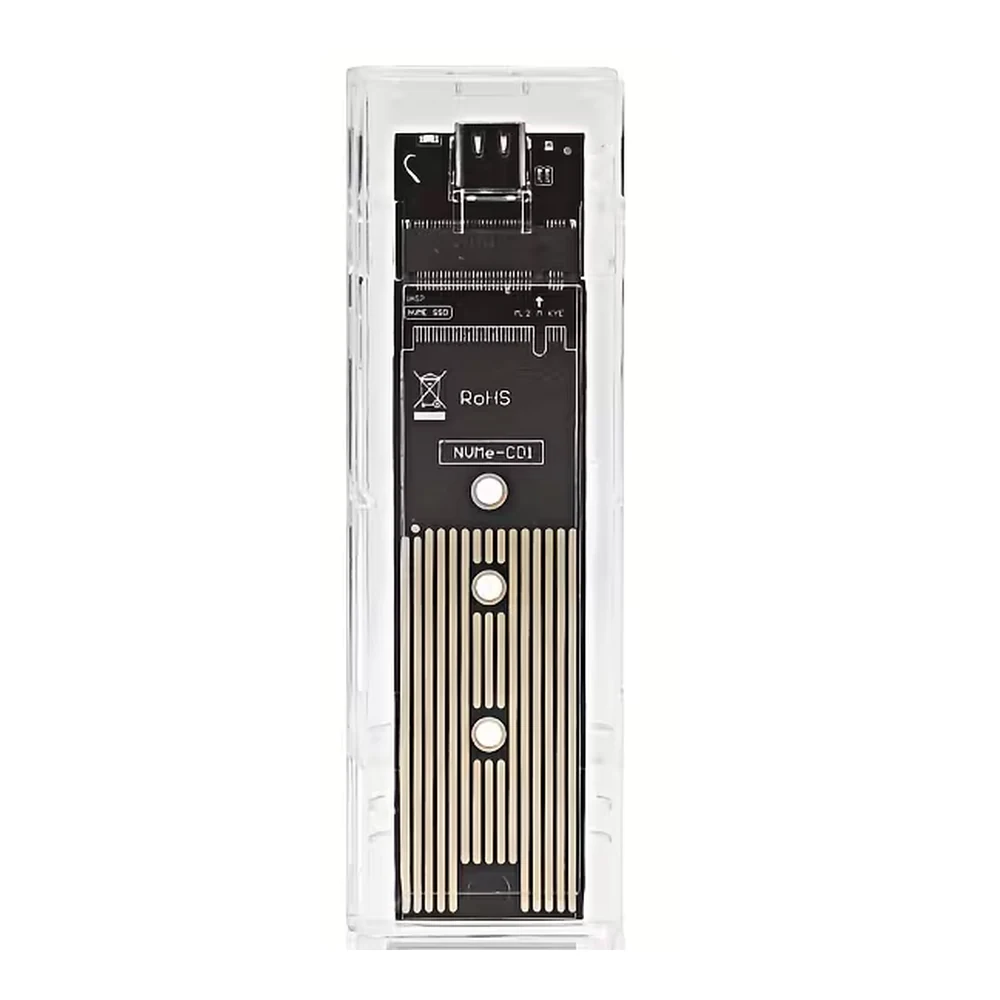 M.2 NVMe SSD გამჭვირვალე ქეისი USB-C 10Gbps