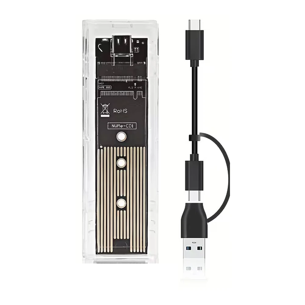 M.2 NVMe ქეისი USB-C და USB-A კაბელით