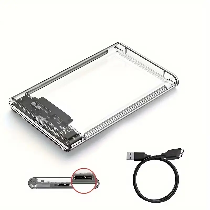2.5 ინჩიანი გამჭვირვალე HDD/SSD Enclosure USB 3.0